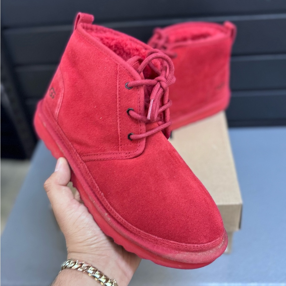 UGG Red Chukka Boots with Plush Suede